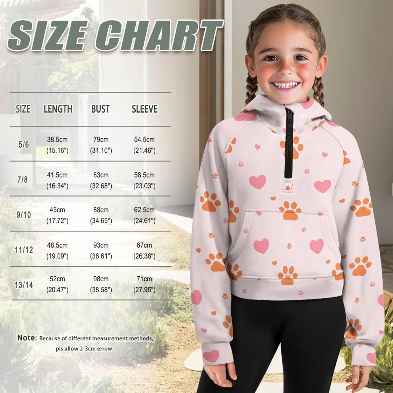 Girls Half Zip Hoodies Fashion Long Sleeve Drop Shoulder Hooded Sweatshirt Pullover with Side Pockets 5-14 Years