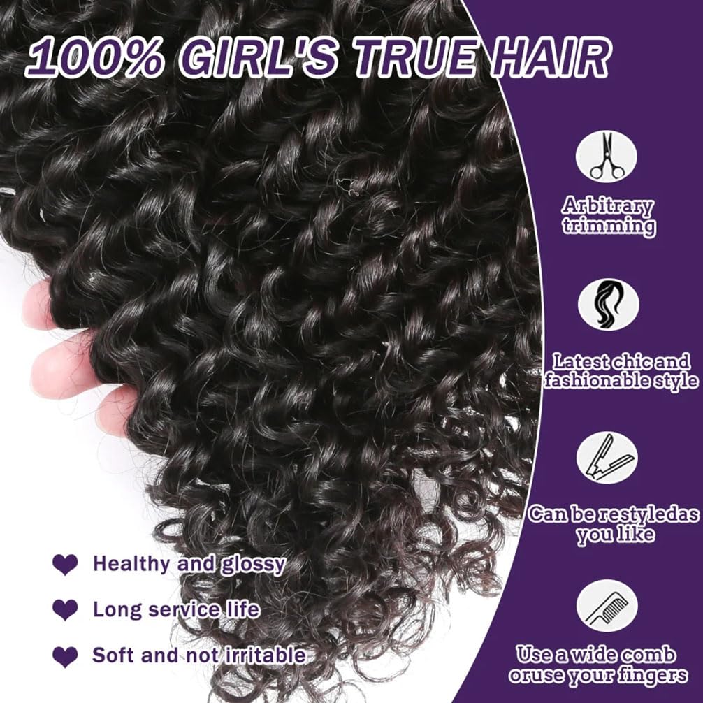 12 Grade Brazilian Water Wave 3 Bundles Human Hair (26 28 30) 100% Unprocessed Virgin Deep Curly Hair Weave Soft And Full Water Wave Human Hair 4 Bundles Natural Black Hair Extension