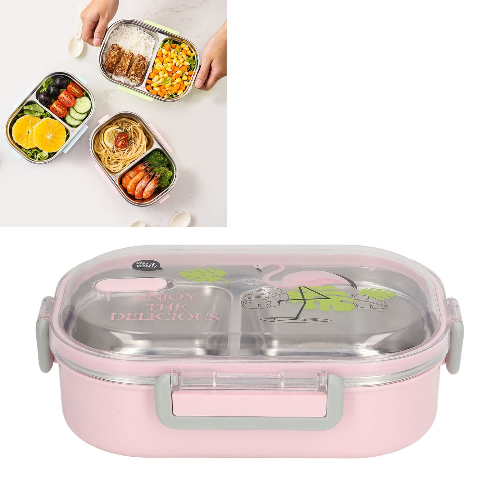 KIMISS Lunch Box Coibentato in Acciaio Inossidabile 304 a Prova di Perdite, Box con Design dello Scomparto, Contenitore Elegante e Portatile per Scuola, Viaggi, Picnic