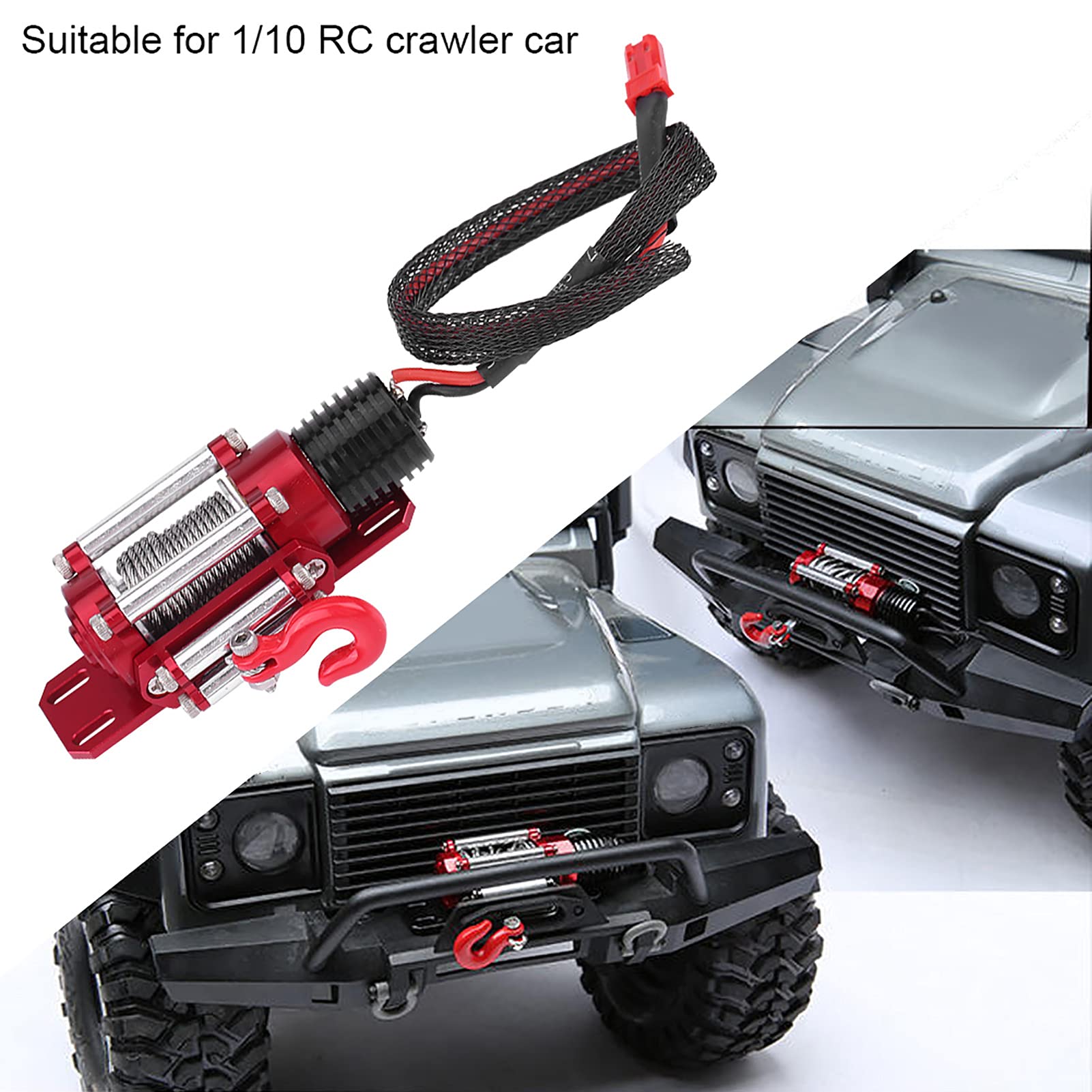 Demeras Verricello RC con Telecomando, Accessorio per Auto cingolato con verricello Elettrico in Metallo in Scala 1/10