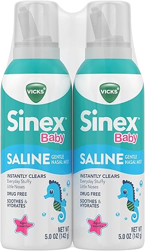 Miniatura 15 de VICKS Sinex Baby - Spray nasal salino sin drogas, limpia instantáneamente las narices pequeñas congestionadas todos los días, calma e hidrata,