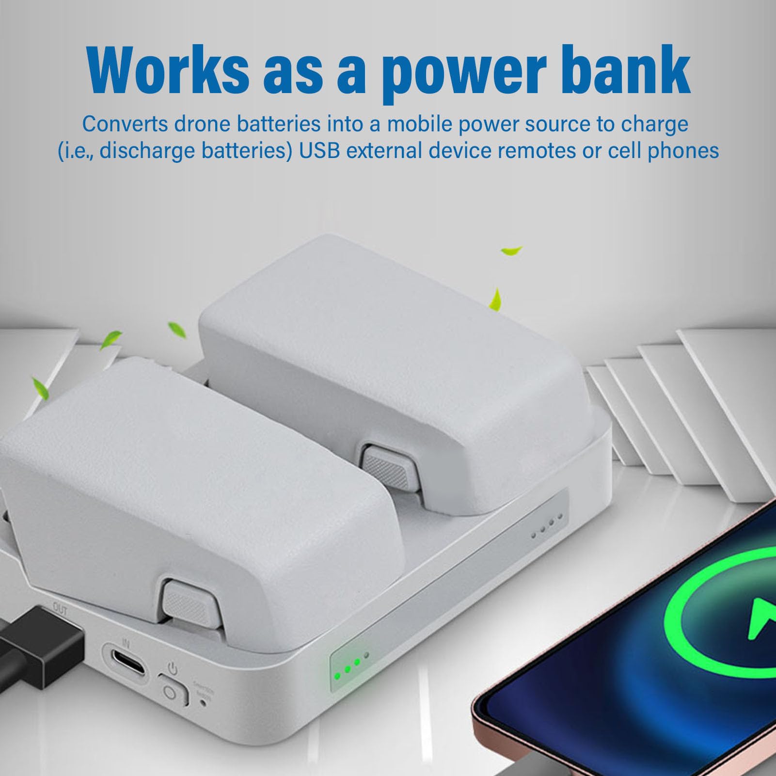 Bewinner Chargeur de Batterie Bidirectionnel pour Drone Flip PD60W Hub de Charge Rapide avec Gestion Intelligente de L'alimentation pour Les Amateurs de Drones [1] XCharger