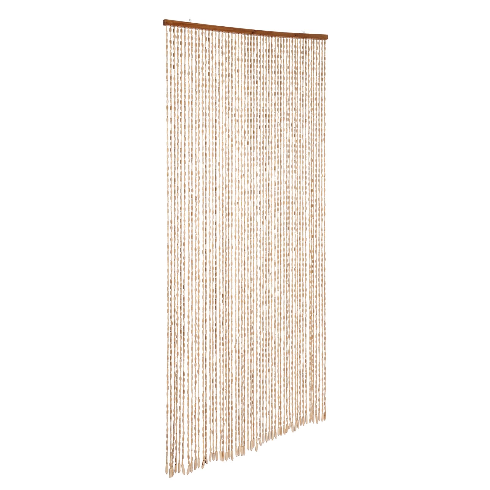 Tenda con perline in bambù, da porta, 52 fili, perline in legno stile retrò, perline naturali, tenda a fili, protezione da insetti e mosche, 90 x 200 cm