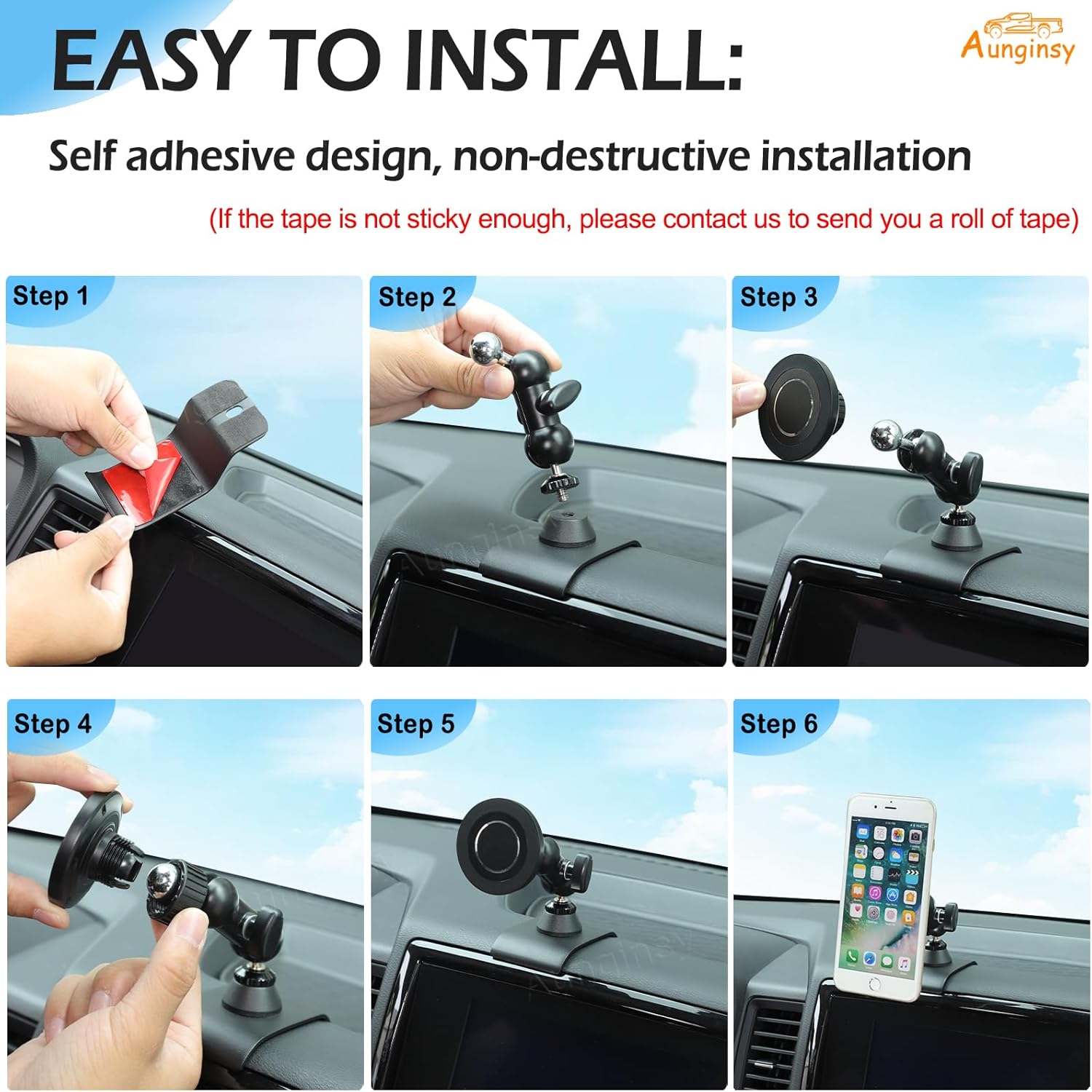 Aunginsy Car Magnetic Suction Phone Holder Compatible with Nissan Frontier 2022 2023 2024, Center Console Dashboard Panel Mobile Phone Mount Bracket Universal Cell Phones Navigation Stand Accessories