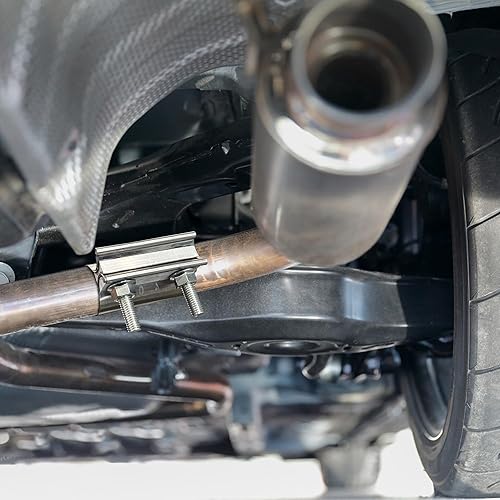 Miniatura 5 de 2 abrazaderas de banda de escape de junta a tope de 2 pulgadas, acero inoxidable, abrazadera de silenciador de escape, 1.969 in