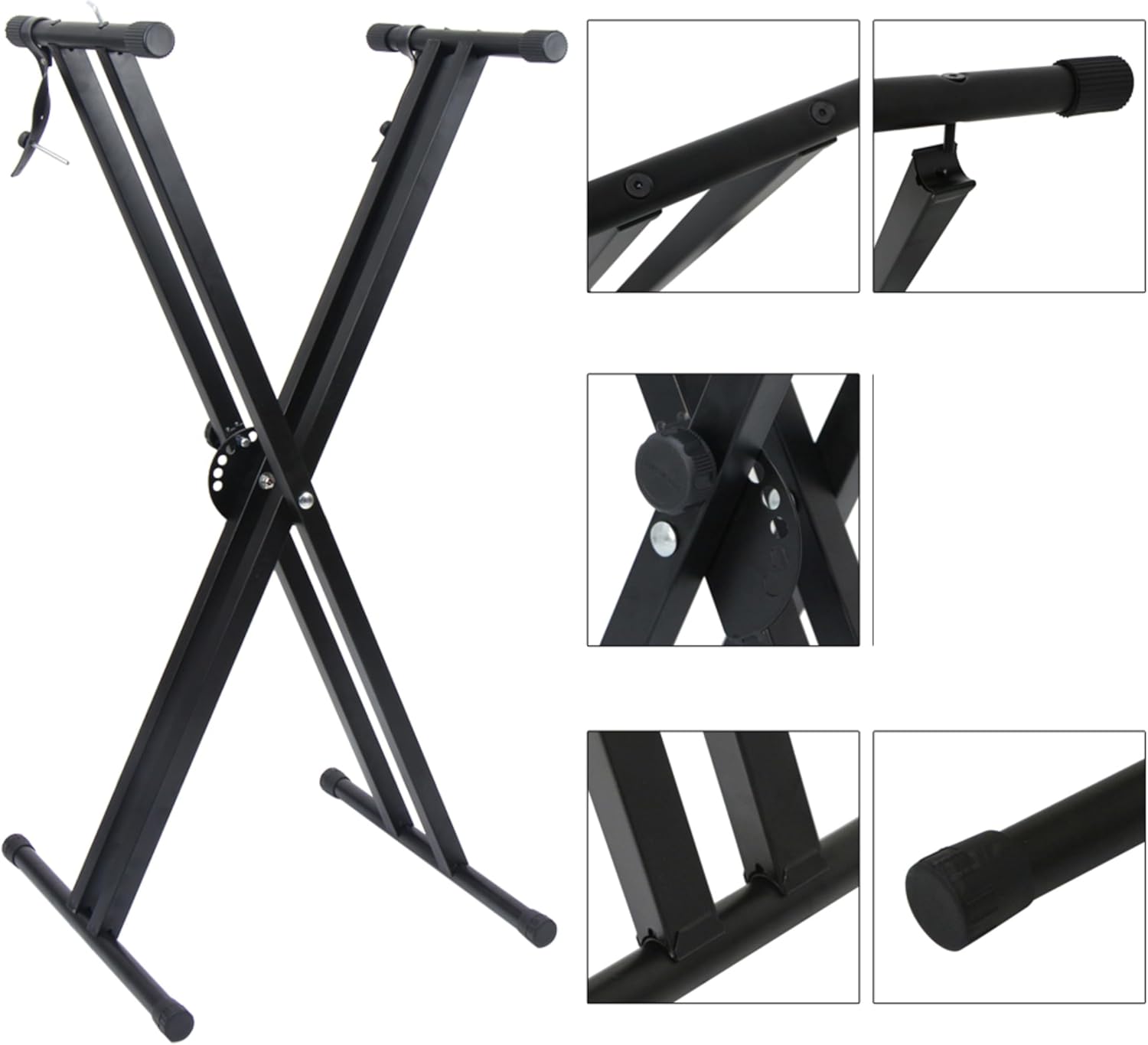 GLARRY Heavy Duty Piano Keyboard Stand and Bench, Portable Universal Musical Keyboard Stand with Adjustable Height and Width