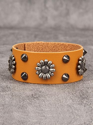 Miniatura 8 de Jeilwiy Pulseras de cuero punk para hombres, pulseras hechas a mano, brazalete ancho, joyería trenzada, color negro y marrón, ajustable, regalos