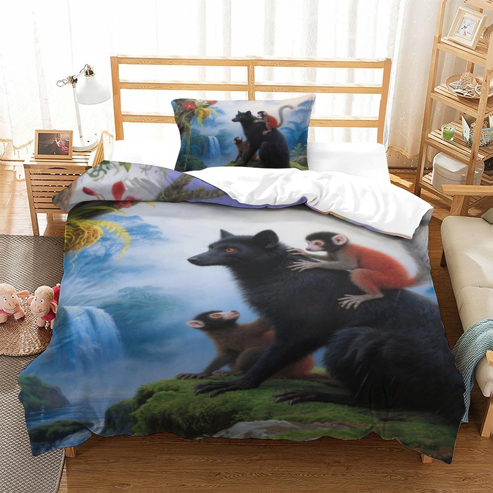 Parure de lit lémurien 3D pour décorer la chambre des enfants avec style