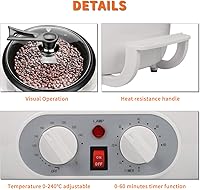 Vista 4 de Upgrade Coffee Roaster Machine for Home Use, 110V Household Electric Coffee Bean Roaster with Timer 1200W Roasting Machine Peanut Bean Home Coffee