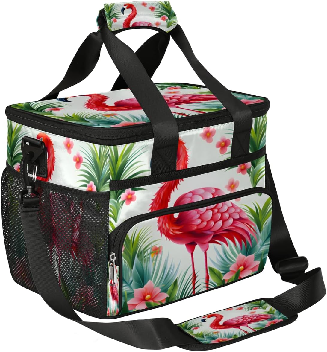 Flamingo Insulated Picnic Backpack Lunch Box for Women Men Picnic Basket Tote Lunch Bag Picnic Bag Portable Lunch Bags for Picnic, Beach, Work, Trip,Office, Camp Tropical Flamingo