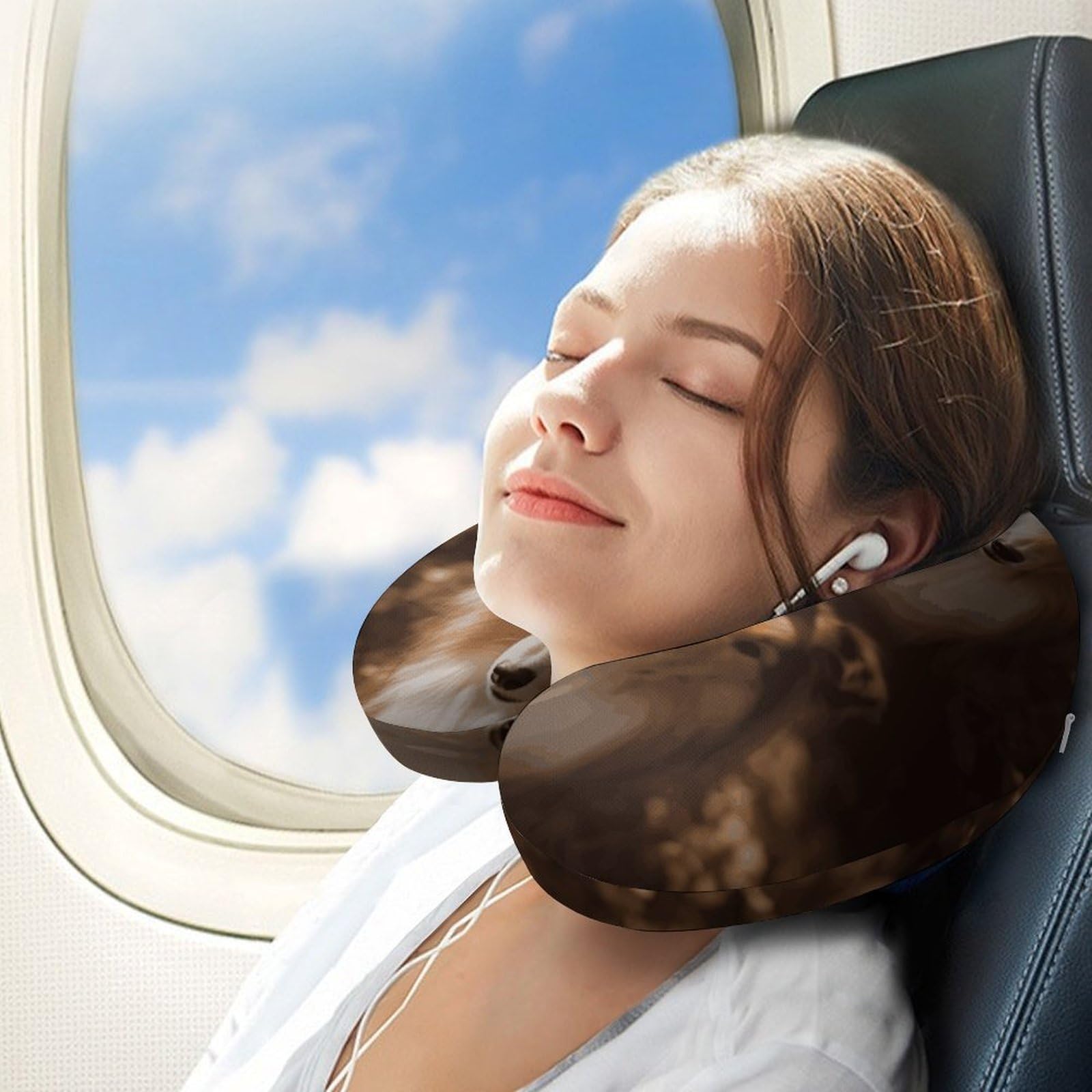Shelties Almohada en forma de U, núcleo de almohada de espuma viscoelástica, cojín, proporciona apoyo para el cuello, almohada de viaje, adecuada para aviones, coches, hogares y oficinas.