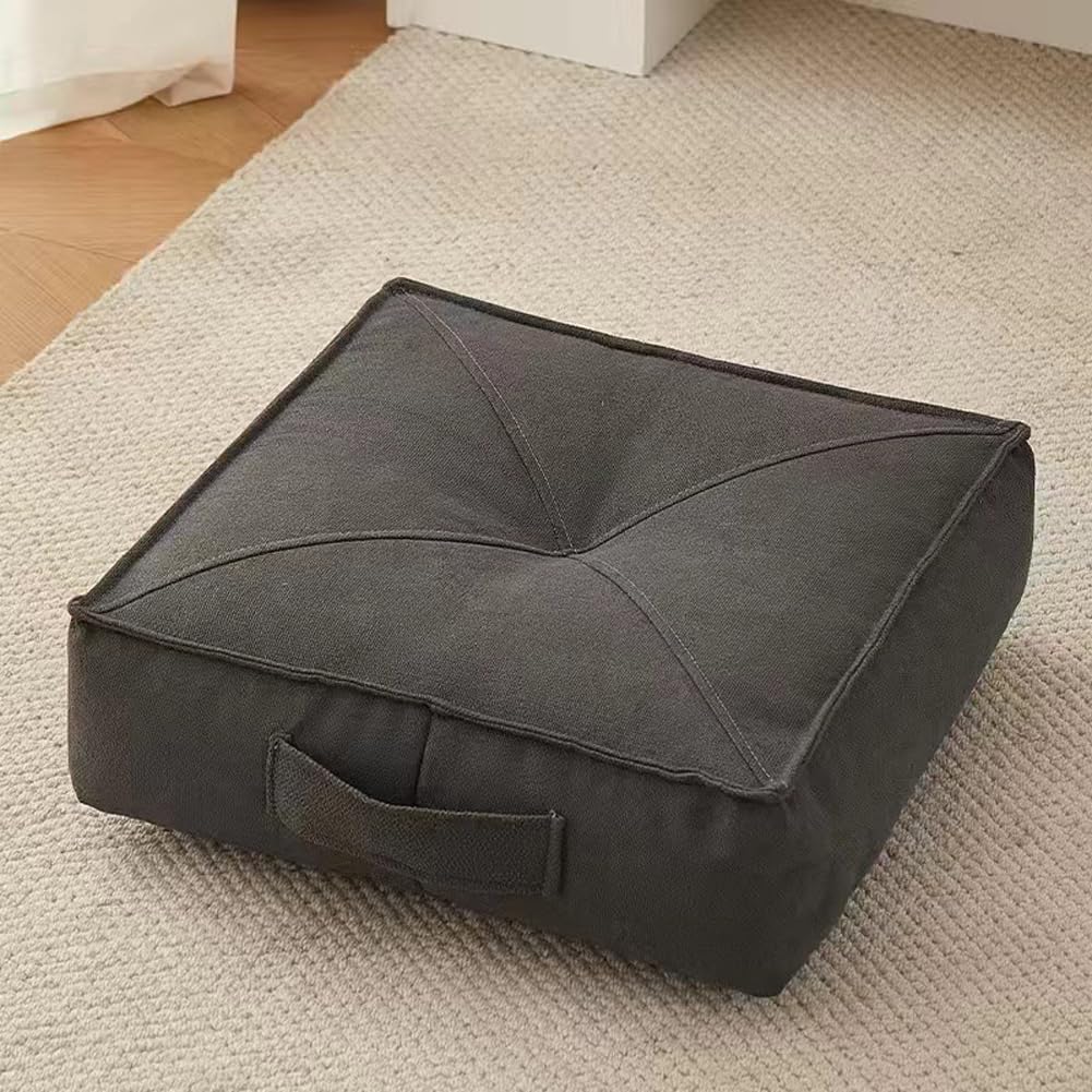 JNTFNE Extra Thick 15cm Cotton Seat Cushion Pad for Armchair Car Office - Round/Square Design Ideal Elderly Post-Operative Recovery Wheelchair Comfort (Square Dark Grey 50x50cm)