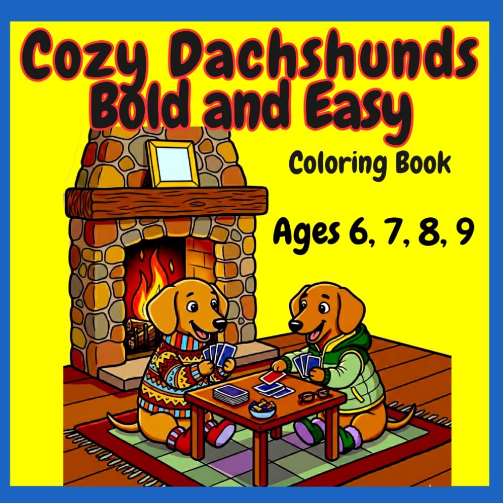 Cozy Dachshunds Bold and Easy Coloring Book Ages 6,7,8,9