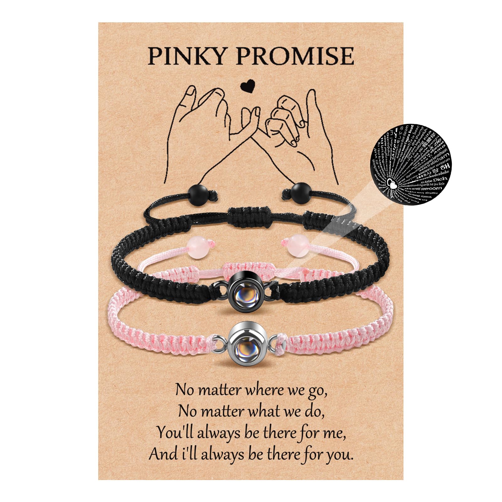 MANVEN Pulseras Para Parejas Regalos Parejas San Valentín Proyección “Te quiero” en 100 Idiomas Regalos Aniversario Navidad Cumpleaños Regalos Pareja para Ella Él Novio Novia Mujer Hombre