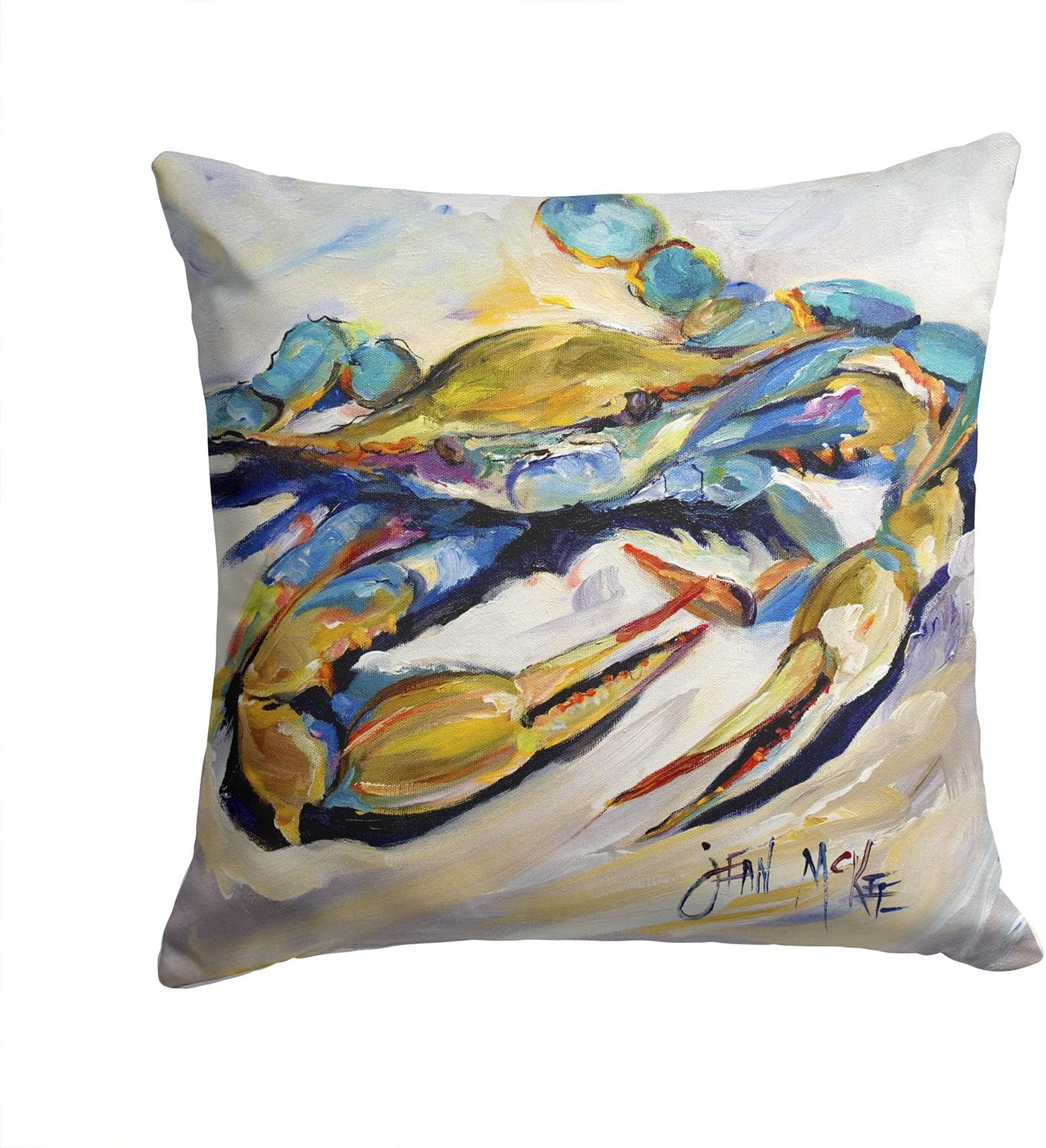 Caroline's Treasures JMK1255PW1414#20 Crab Fabric Decorative Pillow Machine Washable, Indoor Outdoor Decorative Pillow for Couch, Bed or Patio, 14Hx14W