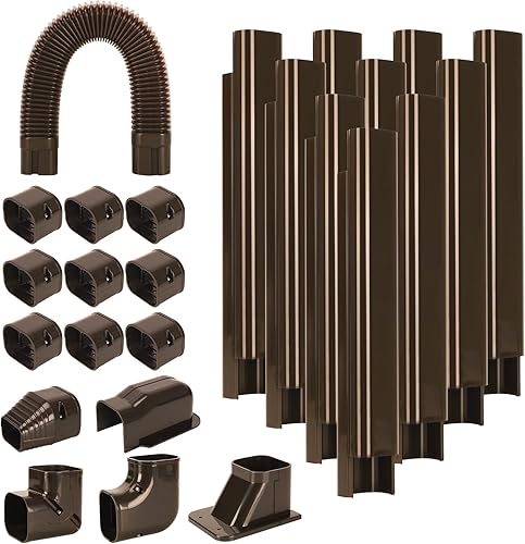 GUEQUITLEX Kit de cubierta de línea de 3 pulgadas de ancho y 16.1 pies para aire acondicionado mini split marrón, kit de cubierta de línea de PVC