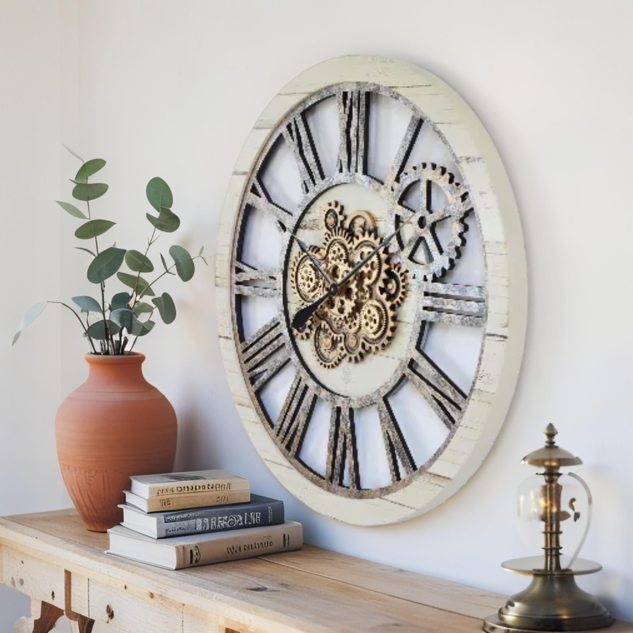 ImprovingLife Reloj de pared vintage industrial de estilo rústico sobredimensionado de 36" (beige desierto)