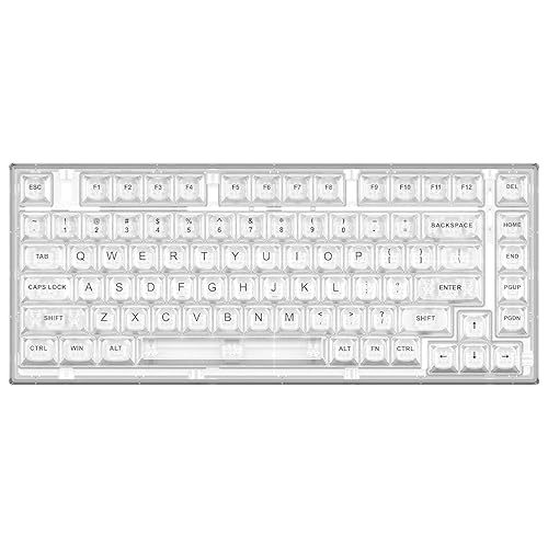 YUNZII X75 PRO 82 Key Wireless Hot Swappable Mechanical Gaming Keyboard with Transparent Keycaps,Gasket Mount,BT5.0/2.4G/USB-C for Windows/Mac(Kailh Jellyfish Switch, Wireless-White) - Kailh Jellyfish Switch - Wireless-White