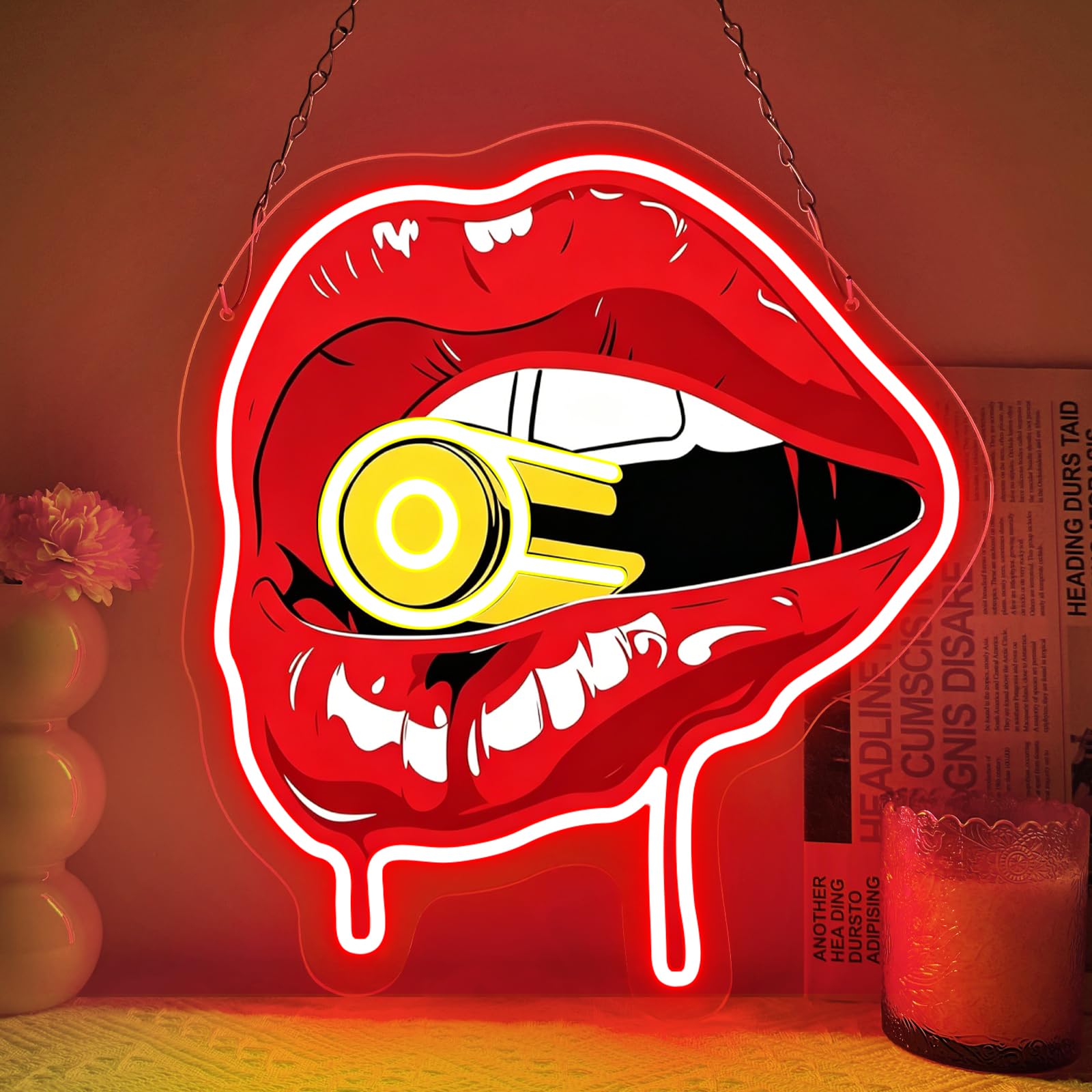 Lippe neonowy szyld z kulką LED, lampa do dekoracji ścian USB, neonowe światło, sygnalizacja do sypialni, pokoju dla graczy, pokoju, baru, sali imprezowej, dekoracja dla nastolatków, mężczyzn, kobiet