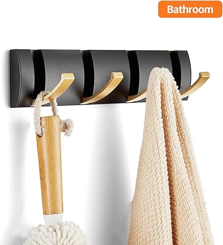 Miniatura 3 de YuuHaaLin Moderno perchero de pared con 4 ganchos impermeables, material de aluminio espacial, fácil instalación, perfecto para baño, dormitorio,