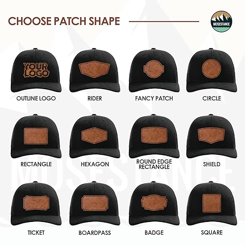 Miniatura 4 de Personalized Custom 112 Style Trucker Leather Patch Hat for Men & Women, 6 Panel Structured Baseball Cap with Snapback Enclosure, Premium Snapback