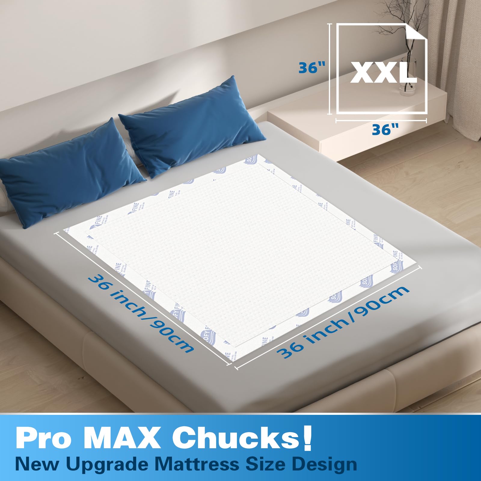 SOFYFINE Almohadillas desechables XXL de 36 x 36 pulgadas (30 unidades)