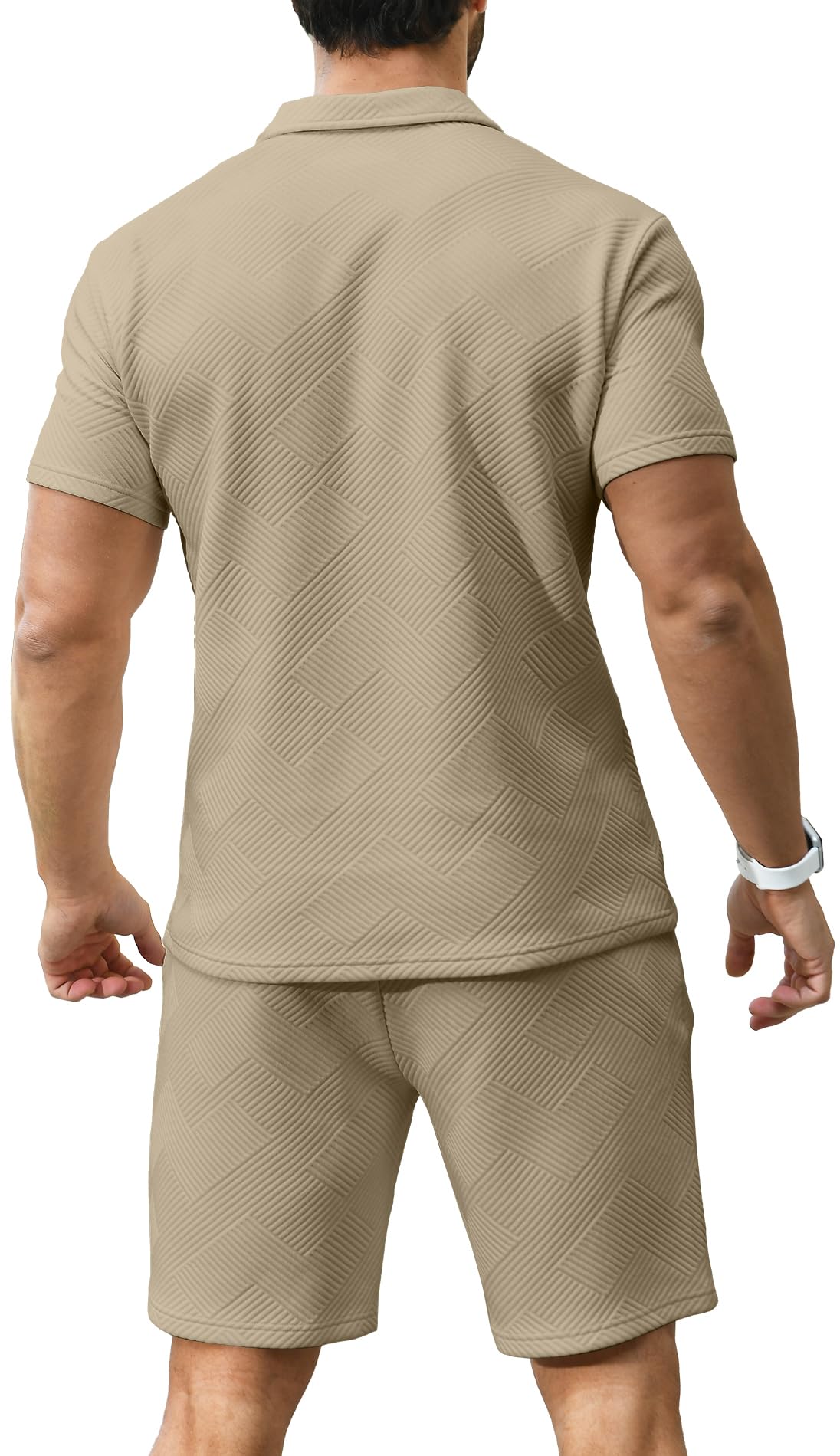 KUYIGO Uomo Polo e Pantaloncini 2-Piece Set Abbigliamento Tuta Estiva Moda Casual Tute Sudore M-3XL