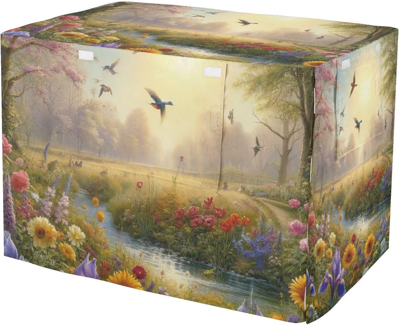 Summer Beautiful Flowers Dog Crate Cover Universal Size Fit, Pet Crate Cover with Roll-up Sides, X-Large