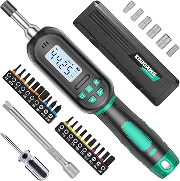 Upgraded Digital Torque Screwdriver, 0.4-8 Nm/3.5-70.8 In-lbs, Torque Wrench Screwdriver Set, 1/4 Drive Inch Pound Rachet Torque Screwdriver Electrician with Buzzer & LED Indicator