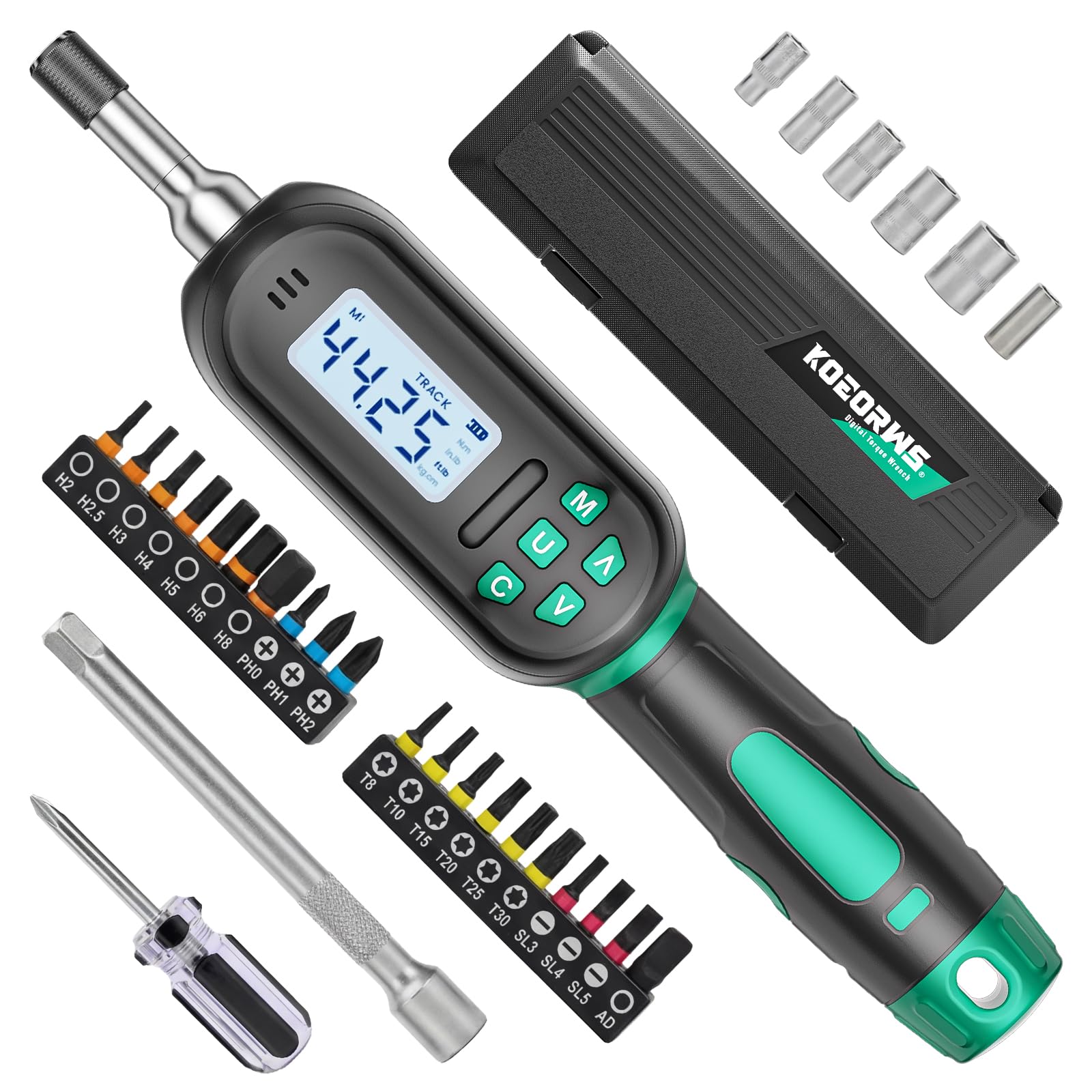 Destornillador dinamométrico – Juego de llaves dinamométricas digitales con precisión de 3.5-70.8 pulgadas libras/0.4-8N.m para destornilladores eléctricos