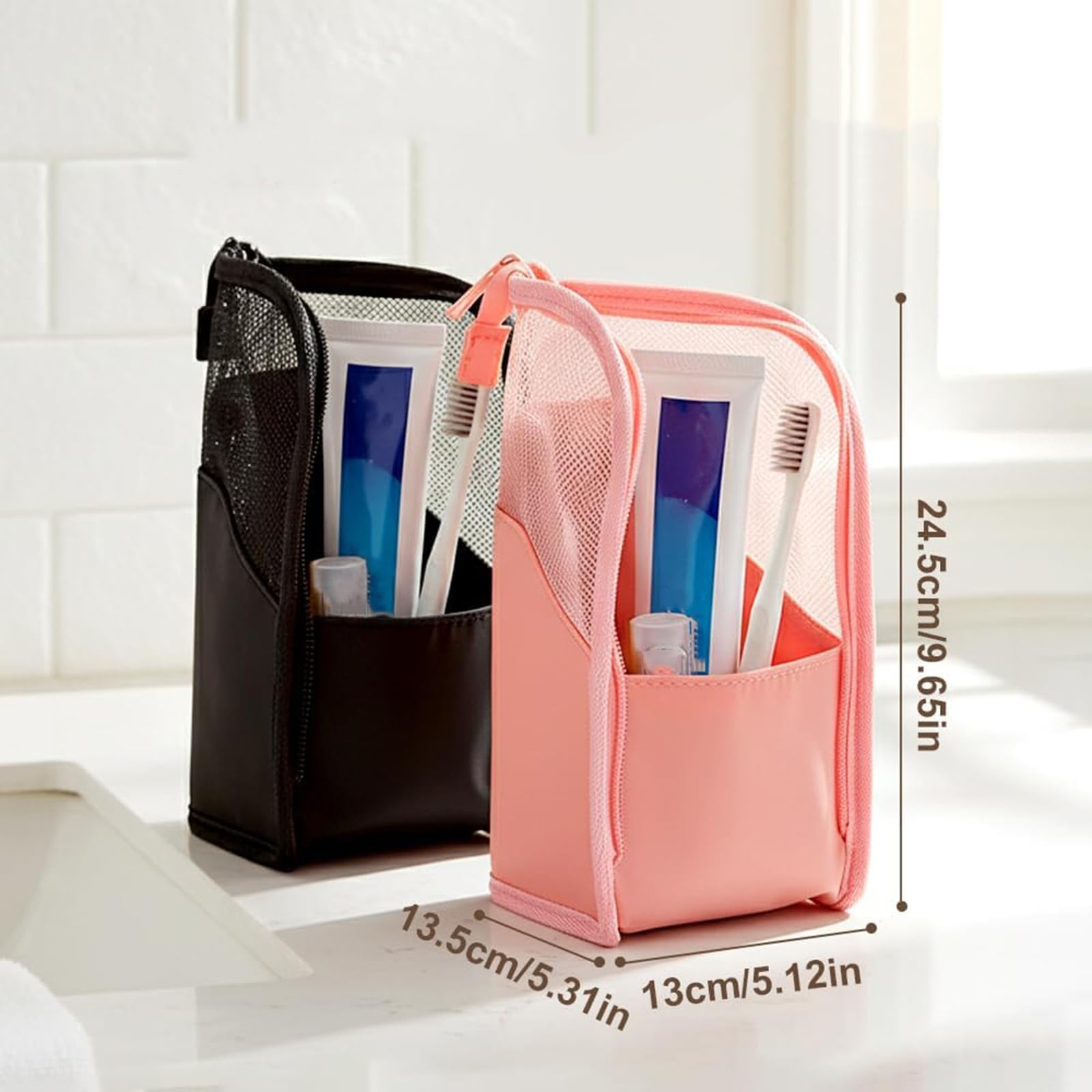 Beauty case con piedi, in rete EVA, grande capacità, impermeabile, portatile, leggera, da viaggio, pieghevole, trasparente, da appendere, resistente all'acqua (mix di 4 pezzi)