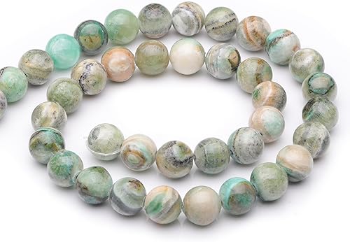 Miniatura 4 de Youngbling Cuentas de piedras preciosas naturales para la fabricación de joyas, cuentas redondas lisas pulidas de piedra verde de 0.315 pulgadas