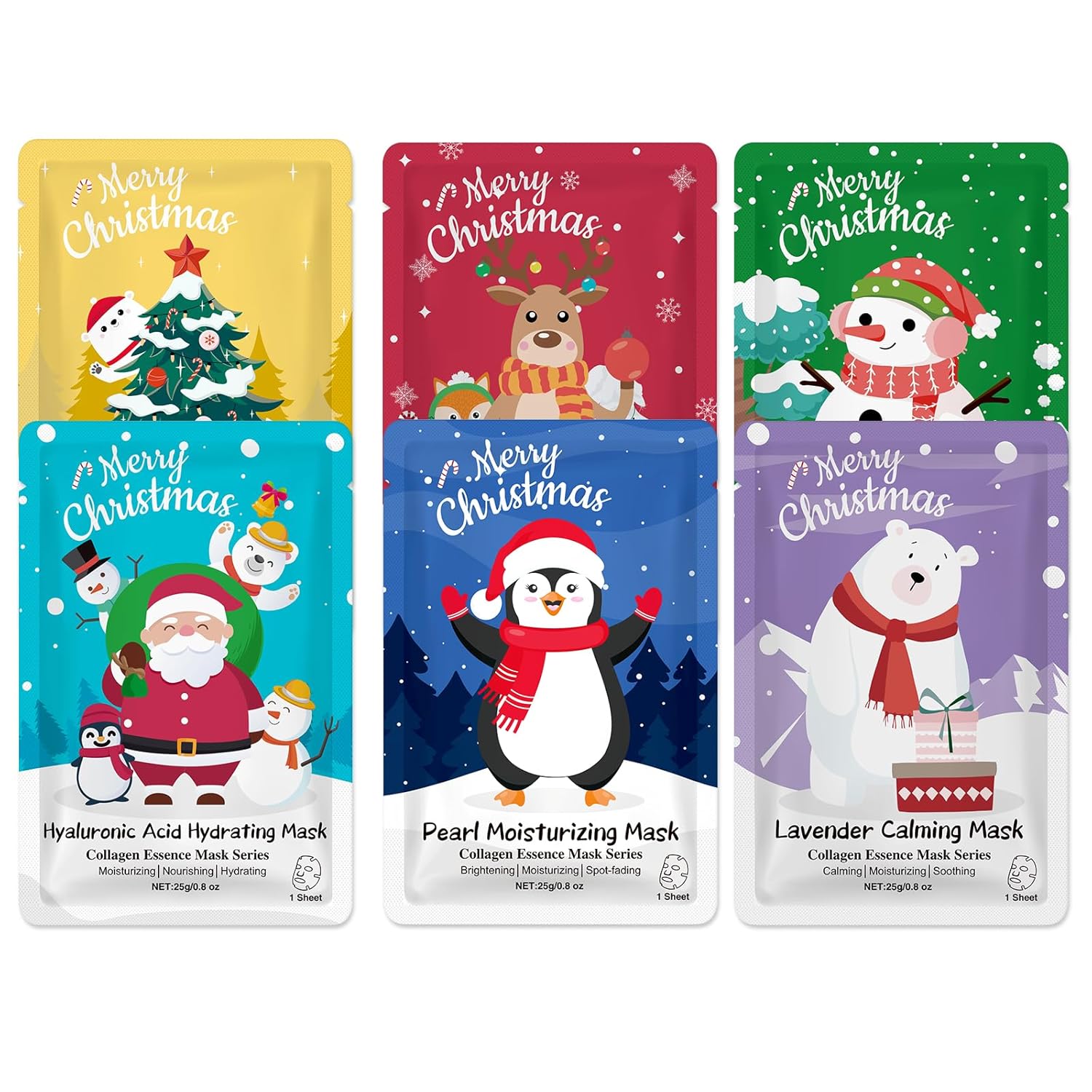 VESPRO 24 Pack Christmas Stocking Stuffers Facial Masks, Sheet Face Masks Skin Care for Women, Bulk Hydrating Facial Mask Set for Skincare, Face Mask Spa Gifts for All Skin Types