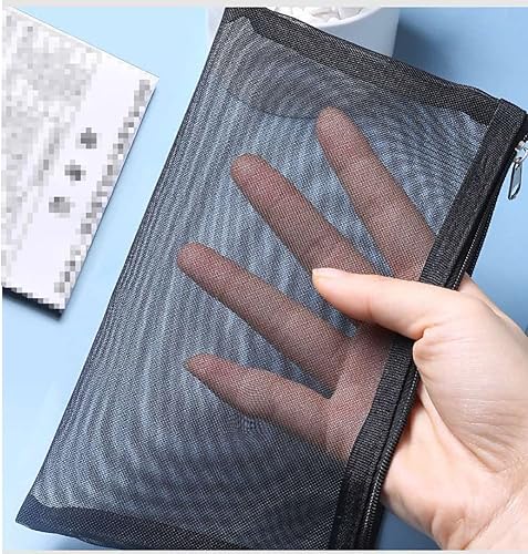 Miniatura 5 de Estuche multifuncional de malla para lápices, bolsa de papelería con cremallera, bolsa de maquillaje cosmético, bolsa organizadora de plumas,