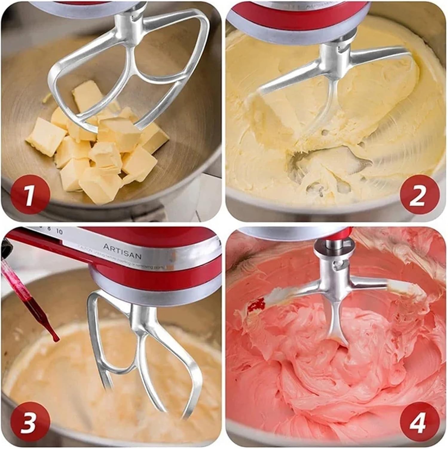 Mixer Aid Attachment Parts Accessories，Compatibility For Kitchenaid 5 Quart Stand K5WW Wire Whip& 5K7SDH Dough Hook& Paddle