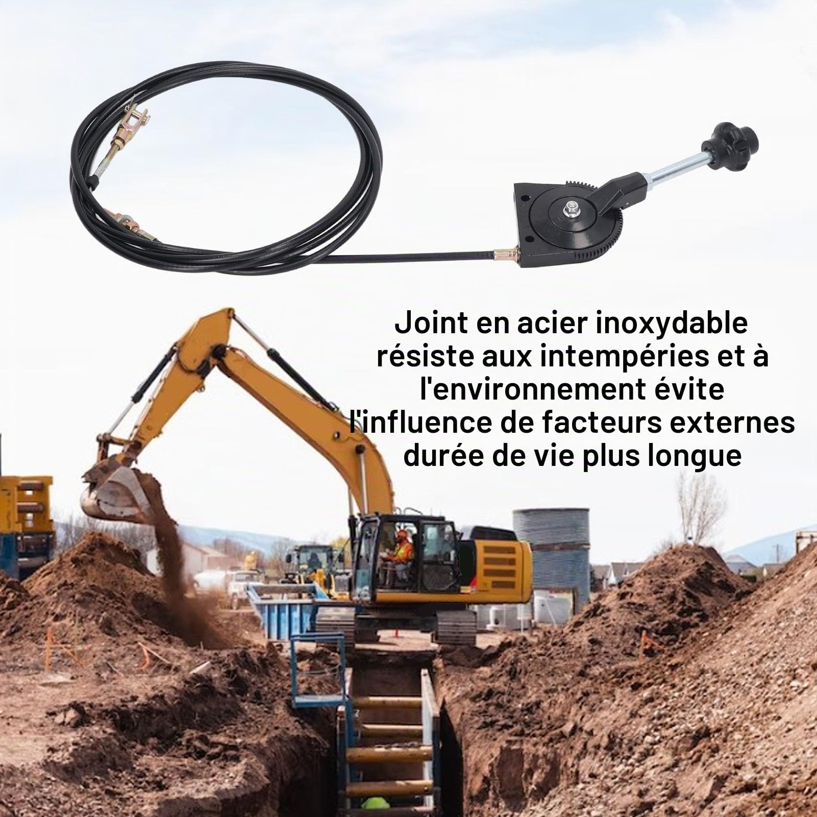 3,5 Mètres Câble de Commande D'accélérateur Kit de Commande Manuelle D'excavatrice en Acier Inoxydable PU pour le Camion Malaxeur