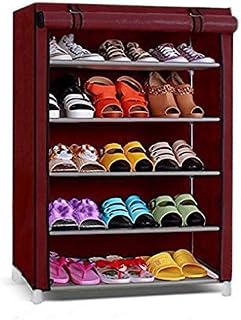 CMerchants CMerchants Smart Buy Home Utility Portable Space Saving 5 Layer Shoe Rack Organizer Stand Maroon, Metal