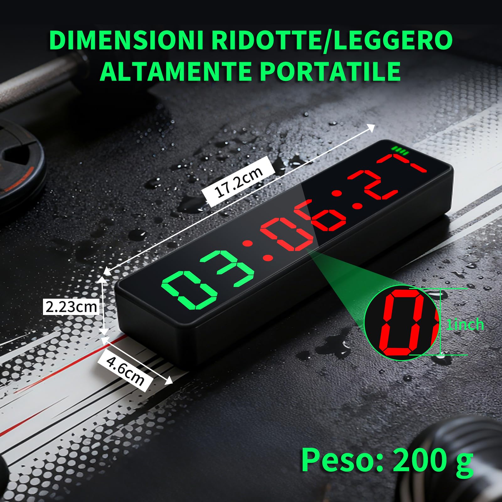 Timer da Palestra, Cronometro Sportivo Portatile, Forte Magnete, Timer a Intervalli, Batteria Potente, Orologio da Parete Digitale 12/24H con Conto alla Rovescia e Time per Casa/Garage