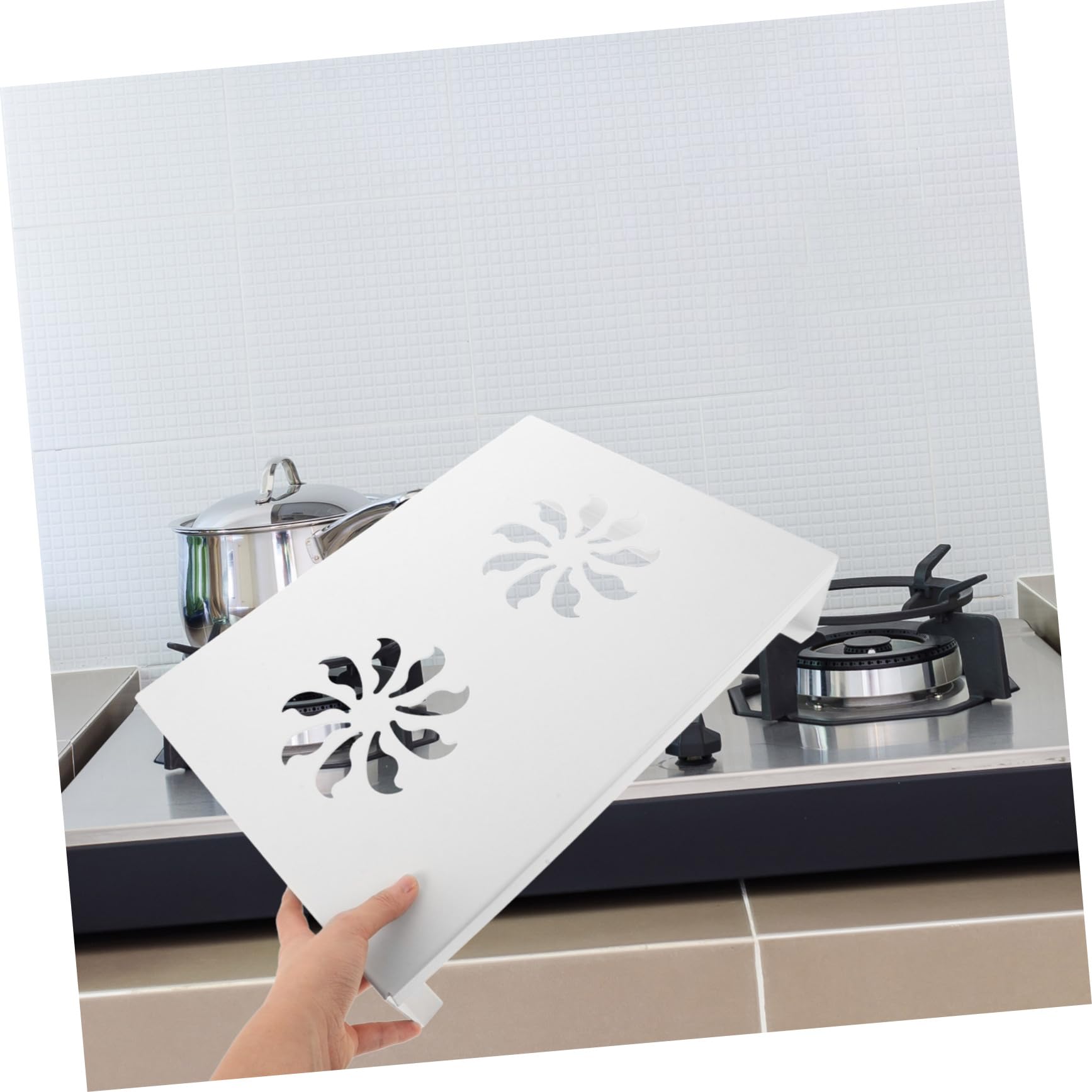 Tofficu Anello di Supporto per Wok per Piano Cottura Elettrico, in Acciaio al Carbonio Bianco, Robusto e Multifunzione, per Cucina e Conservazione