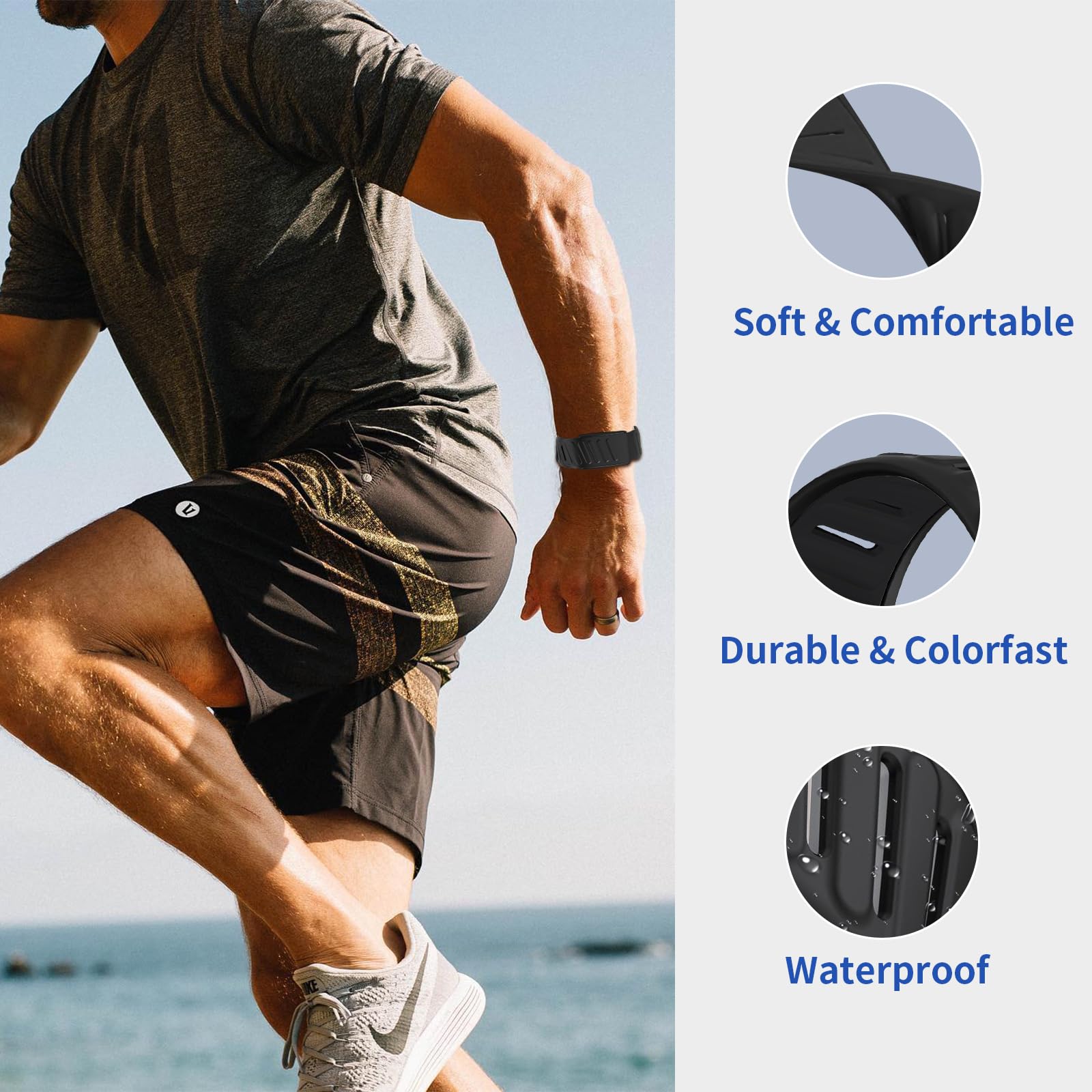 Sport Armband Kompatibel mit WHOOP 5.0/MG Band für Herren Damen, Weiches Silikon Atmungsaktiv Wasserdicht Verstellbar Armbänder für Whoop 5.0/MG