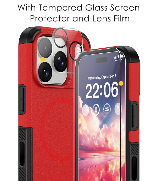 Diverbox Magnetic for iPhone 17 Pro Case-Compatible with MagSafe,with Screen Protector,with Port Protection,with Camera Control Button,Slim & Tough Phone Case (Red) by Diverbox - Used condition - Image 8