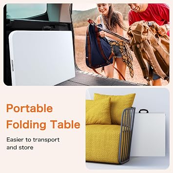 Sweetcrispy 4 FT Folding Picnic Table, Easy to Fold and Store