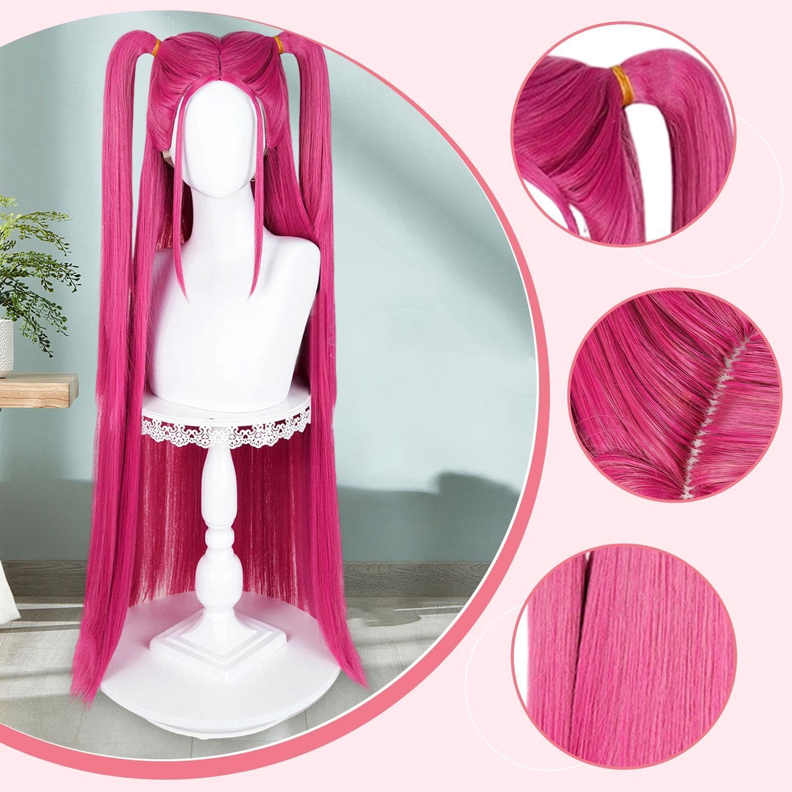 Accessorio per Costume di Moda Anime Cosplay Rosa, Pezzo per Capelli Da Gioco di Ruolo, Testa Da Esposizione, Tessuto Testurizzato, Manichino, Copertu