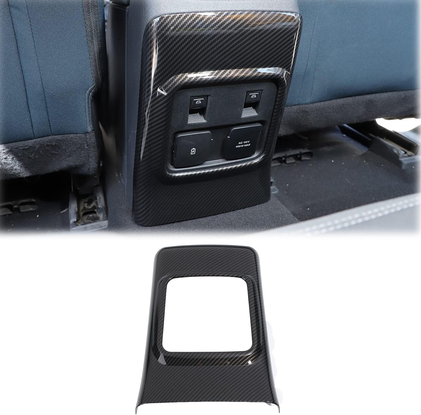 Hgcar ABS Automobile Rear Window Control Panel Decorative Cover Trim for Bronco 2021 2022 2023(Not fit Bronco Sport), Bronco Carbon Fiber Accessories
