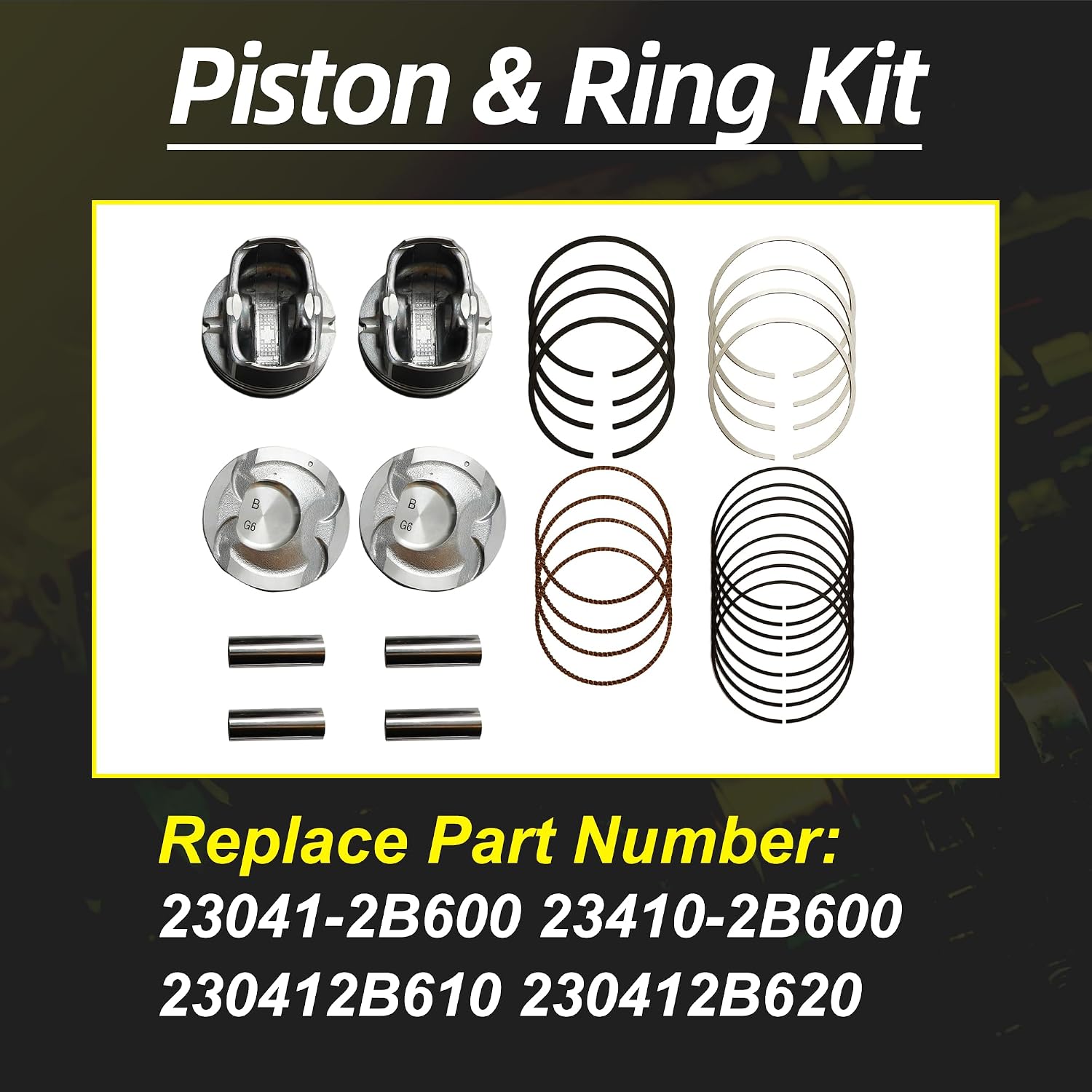 G4FD 1.6L Rebuild Overhaul Crankshaft Piston Ring Rod Bearing Kit 2012-2017 | Fit for Hyundai Accent Veloster Kia Rio Soul 231102B610 23510 2B000 23510 2B010 230412B600 230412B610 230602B002 234102B600