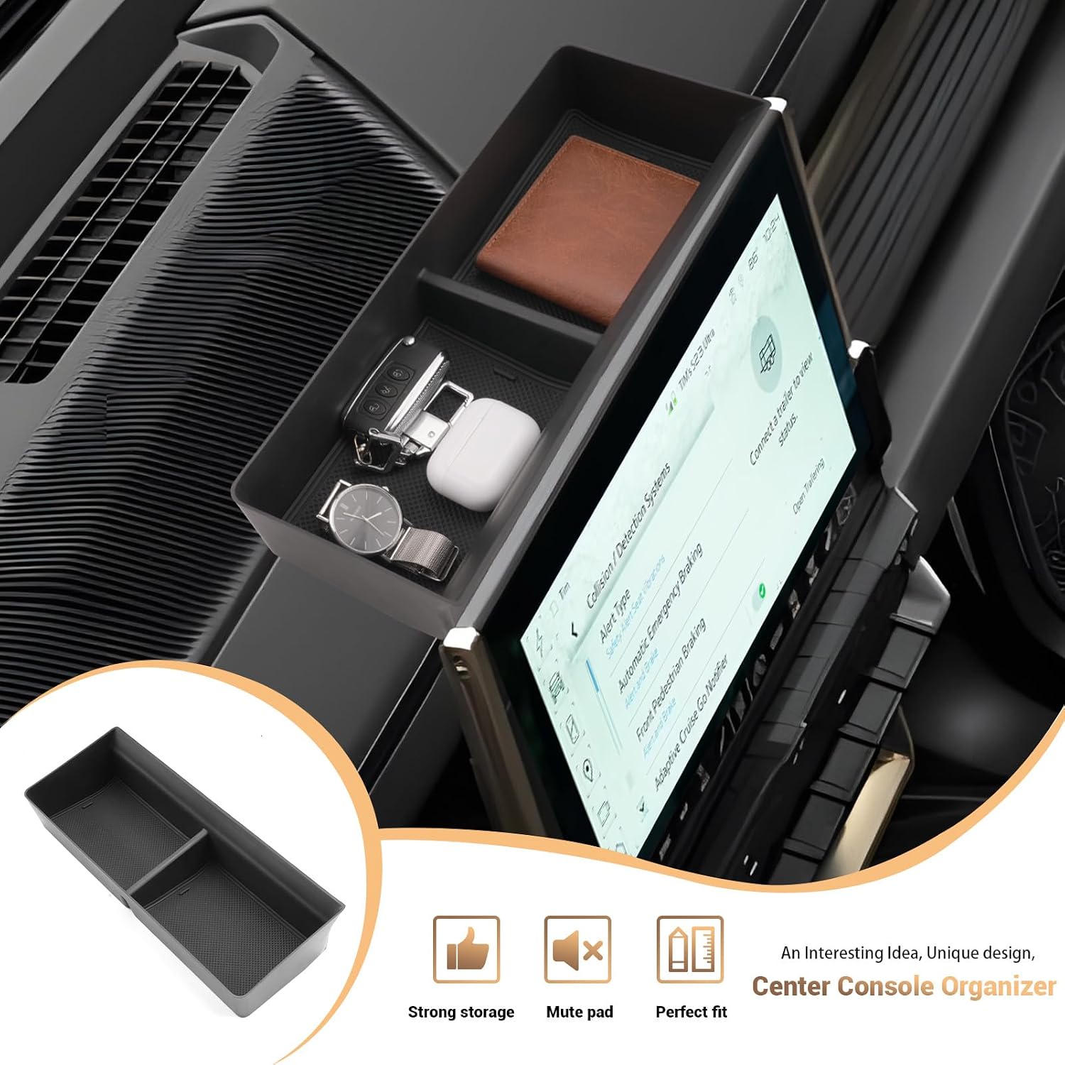 Compatible with 2025 Hummer EV Behind Screen Storage Dashboard Organizer 2025 Hummer EV Dash Storage Tray for 2022-2025 GMC Hummer EV Accessories Behind Dash Screen Organizer for GMC Dashboard Tray