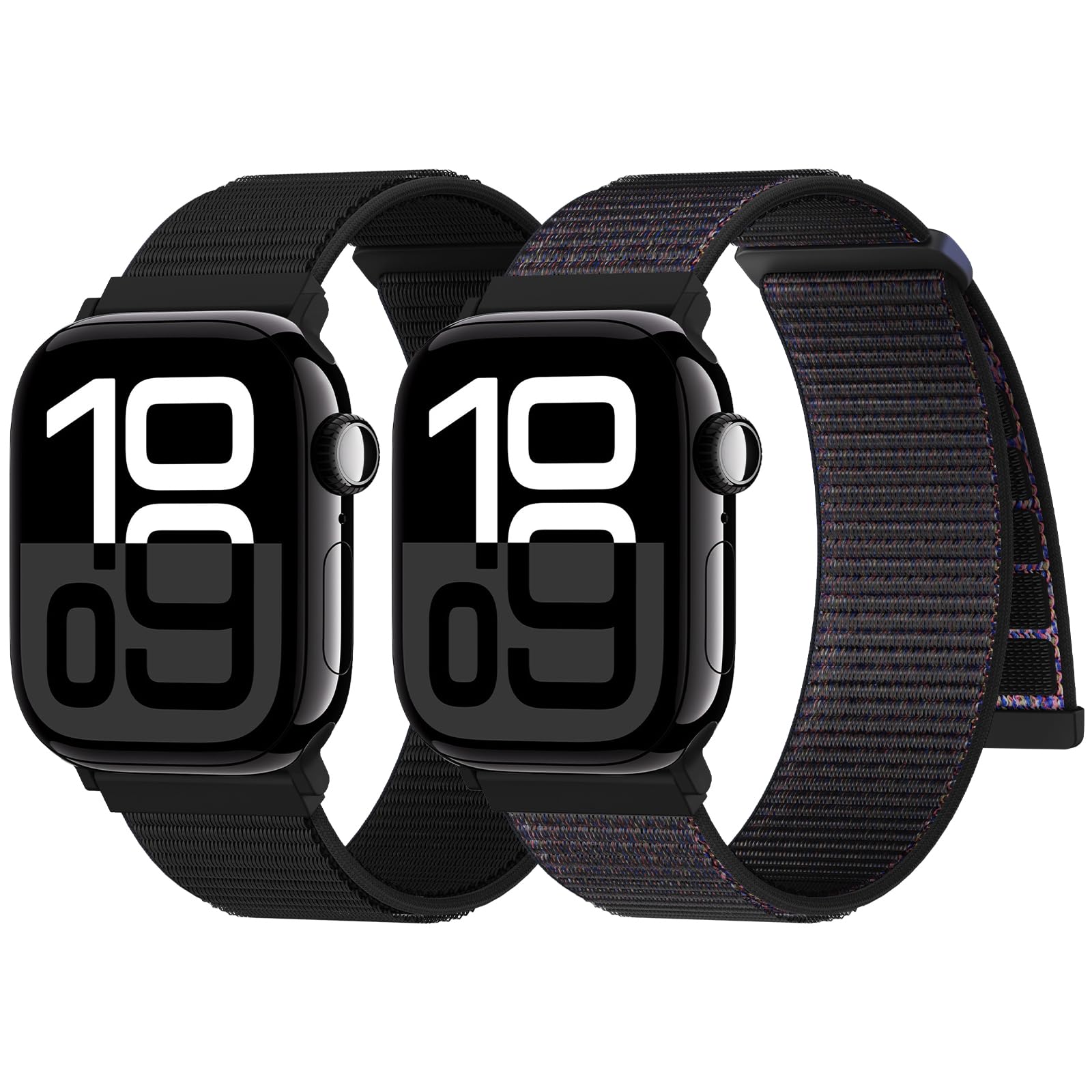 Yoohoo 2 Stück Nylon Armband Kompatibel mit Apple Watch Armband 46mm 45mm 44mm 42mm 49mm 41mm 40mm 38mm Damen Herren,Sport Loop Ersatzarmband für iWatch Band Series 11 10 9 SE Ultra 8 7 6 5 4 3 2 1