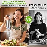 Vista 9 de Juego de Molinillo de Sal y Pimienta de Gravedad, Molinillo Eléctrico de Sal y Pimienta, Molinillo de Pimienta Recargable con Grosor Ajustable y Luz