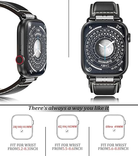 Miniatura 10 de Correas de cuero compatibles con Apple Watch Band 1.929 in 1.772 in 1.732 in 1.654 in 1.614 in 1.575 in 1.496 in para hombre, correa de cuero