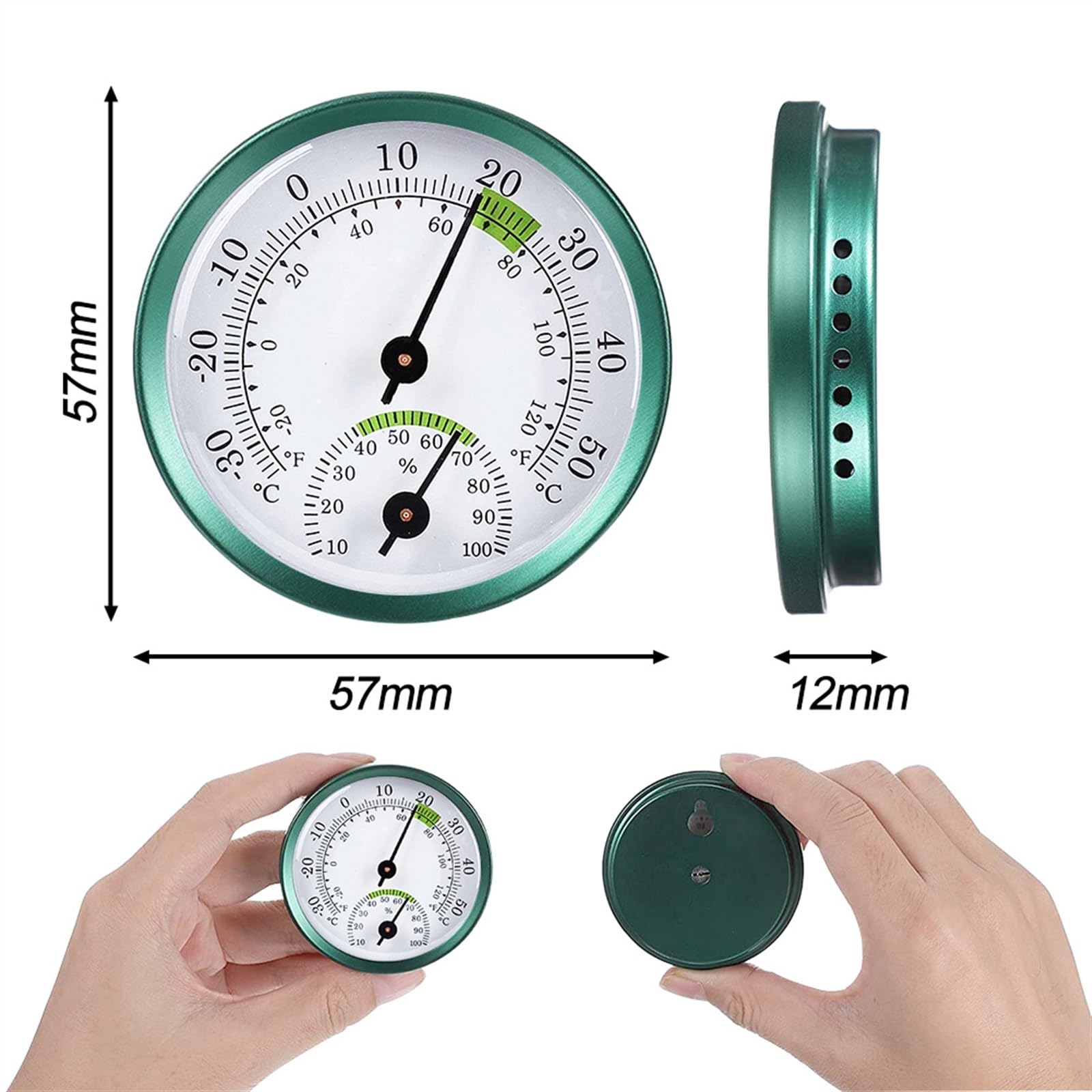Mini misuratore di umidità della temperatura della stanza della sauna Termometro igrometro a parete (Color : Green)
